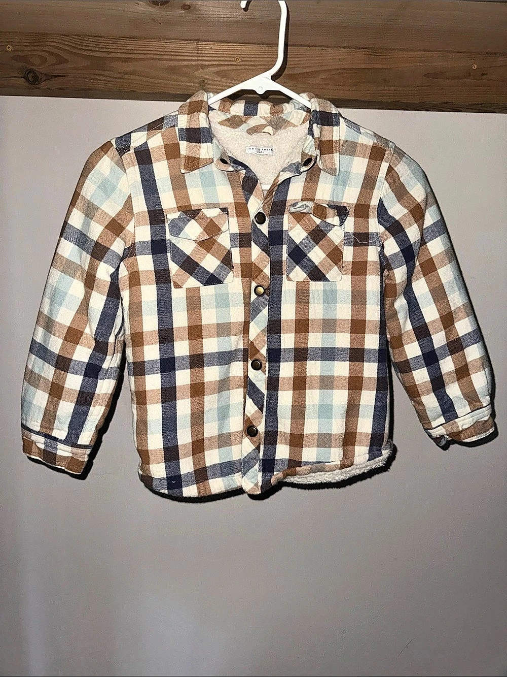 Boys 7/8 Plaid Sherpa-Lined Jacket